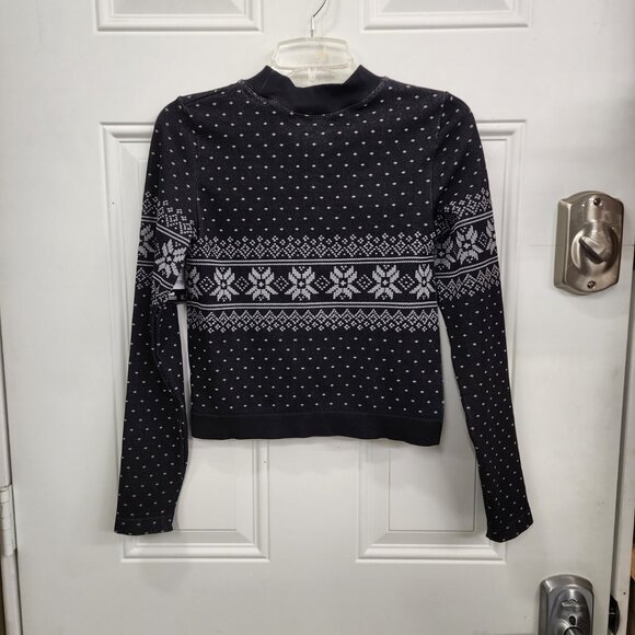 New Avia Seamless Top with Snowflake Design - Black with Gray - Size XL 16-18 - Picture 5 of 6